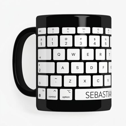 Personalisierte schwarze Tasse mit Aufdruck für Programmierer & Büroangestellte