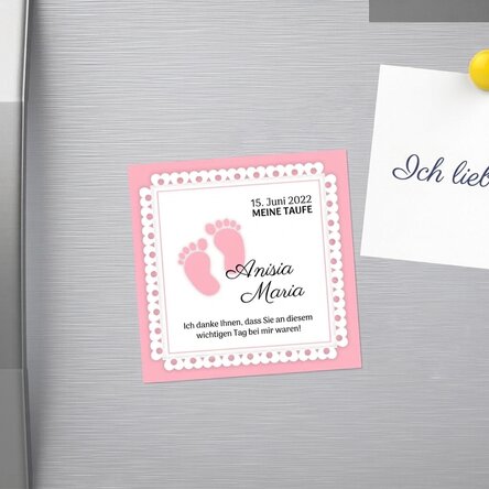 Magnet-Taufandenken 10x10, individuell mit Text gestaltbar – Picioruse