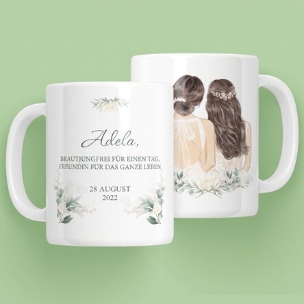 Personalisierte Tasse mit Text – Brautjungfer