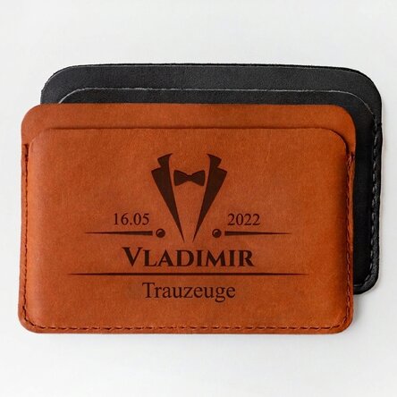 Personalisierte Lederbrieftasche mit Schriftzug – Elegant