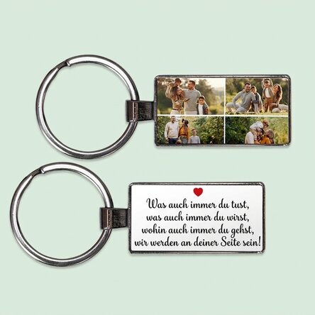 Personalisierter Schlüsselanhänger mit 4 Fotos und Text