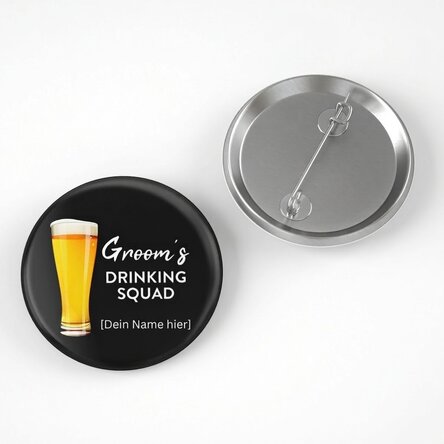 Personalisiertes Button mit Text für den Junggesellenabschied