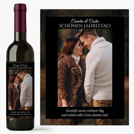 Personalisierter Wein mit Text und Foto für Geburtstage