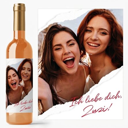 Personalisierter Wein mit Foto und Text – Zerrissenes Papier