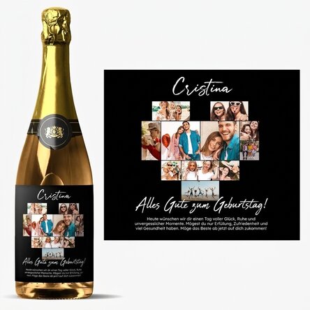 Personalisierter Sekt mit 11 Fotos und einer Botschaft