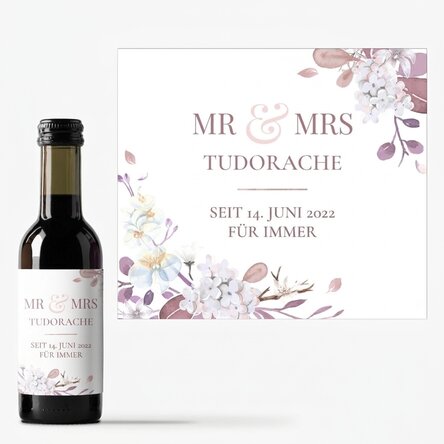 Personalisierte Mini-Weinflasche als Andenken mit Text – Mr & Mrs
