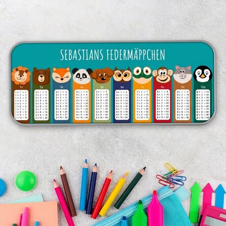 Personalisiertes Federmäppchen mit Aufdruck – Multiplikationstabelle