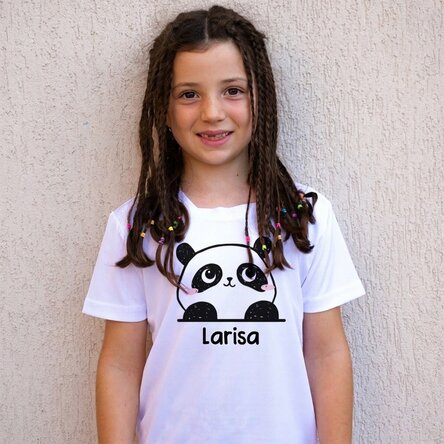 Personalisiertes Sport-T-Shirt für Kinder mit Namen – Panda-Bärchen