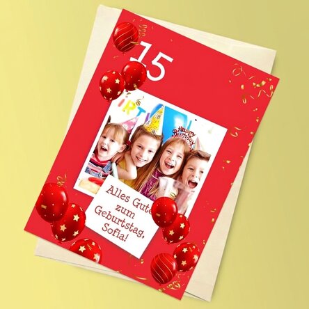 Personalisierte Magnetkarte mit Foto und Text zum Geburtstag