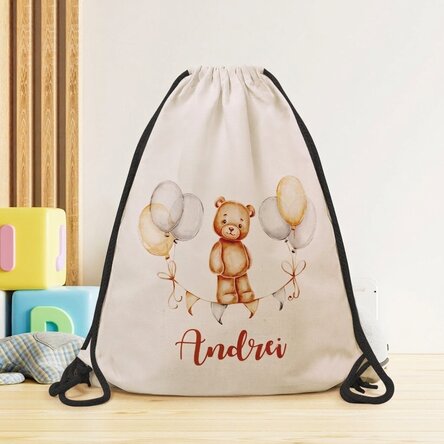 Personalisierter Rucksack mit Namen für Jungen – Plüschbär