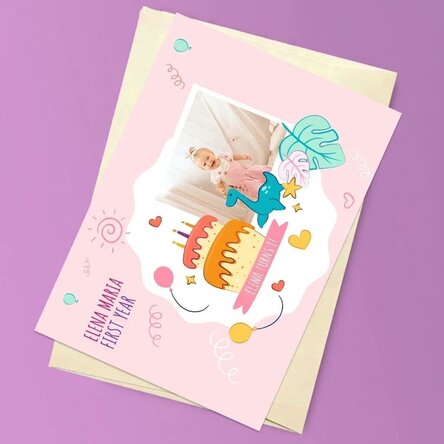 Personalisierte Magnetkarte mit einem Foto zum Geburtstag deines Kindes