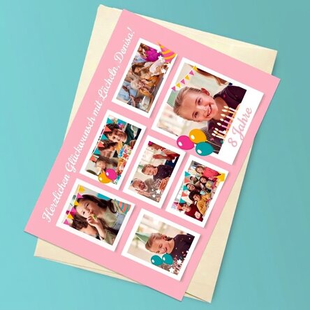 Personalisierte Magnetkarte mit 7 Fotos und einer Botschaft für Kinder