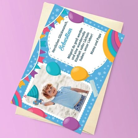 Personalisierte Magnetkarte mit einem Foto und einer Botschaft für Kinder