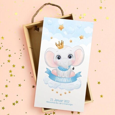 Personalisierte Geschenkbox aus Holz mit Text – Meine ersten Erinnerungen