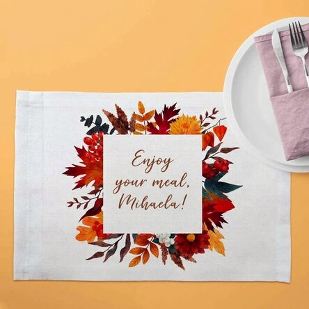 Individuell gestalteter Tellerhalter mit Text – Herbst