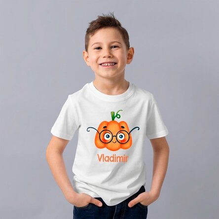 Personalisiertes Baumwoll-T-Shirt für Kinder mit Aufdruck – Cute Pumpkin