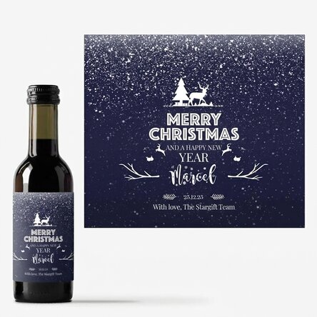 Personalisierte Mini-Weinflasche mit Text – Snowing Night