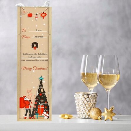 Personalisierte Weinkiste mit Weihnachtstext – Eine Botschaft für die Liebsten
