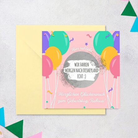 Individuell gestaltete Rubbelkarte mit Botschaft – Geburtstag