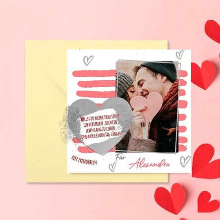 Personalisierte Rubbelkarte mit Botschaft und Foto – Love
