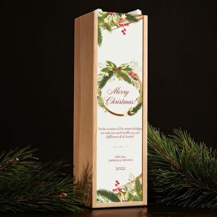 Personalised wine box with Christmas text - Merry Christmas!