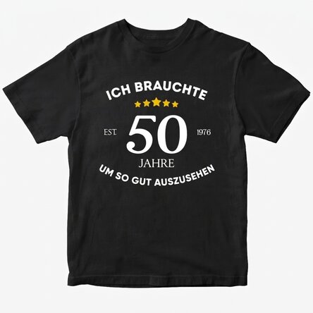 Personalisiertes Baumwoll-T-Shirt mit Aufdruck – Ich sehe in meinem Alter gut aus