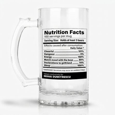 Personalised beer mug with text - Funny nutritional values
