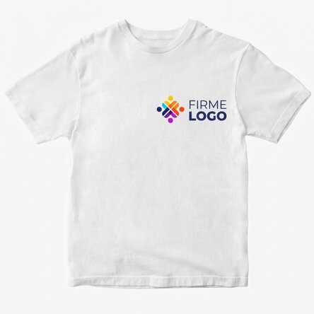 Personalisiertes Baumwoll-T-Shirt mit Logo auf der linken Seite