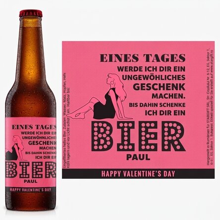 Individuell gestaltetes Bier mit Retro-Schriftzug – Valentinstag-Bier