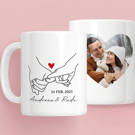Personalisierte Tasse mit Text und einem Foto in Herzform – Promise