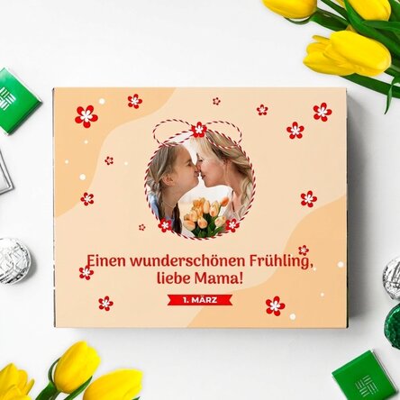 Personalisierte Pralinenschachtel mit Foto und Botschaft