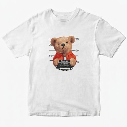 Personalisiertes Baumwoll-T-Shirt mit Aufdruck – „Prison Teddy Bear“