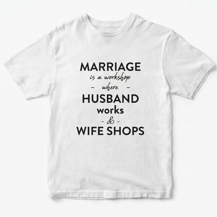 Personalised cotton T-shirt with text about marriage