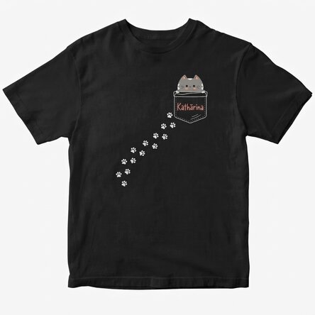 Personalisiertes Baumwoll-T-Shirt mit Aufdruck – Die versteckte Katze