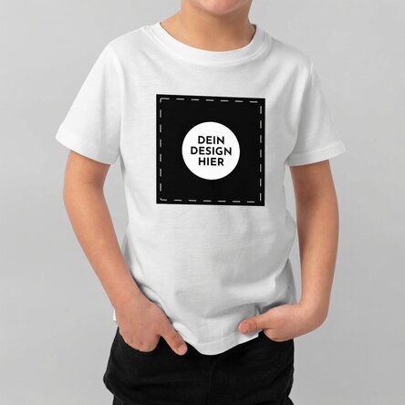 Personalisiertes Baumwoll-T-Shirt für Kinder mit deinem quadratischen Motiv