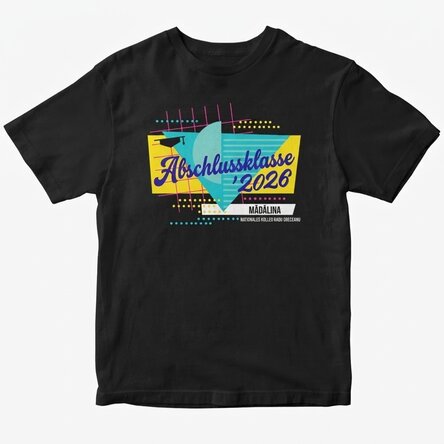 Personalisiertes Baumwoll-T-Shirt mit Aufdruck – Retro-Design zum Schulabschluss