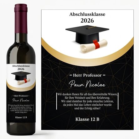 Personalisierter Wein mit einer Botschaft für den Lehrer – Dankbarkeit