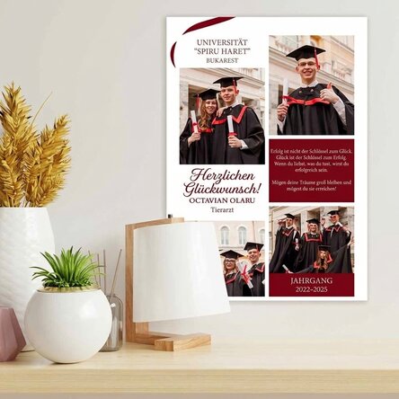 Individuell gestaltetes Poster mit 4 Fotos und einer Botschaft – Schulabschluss