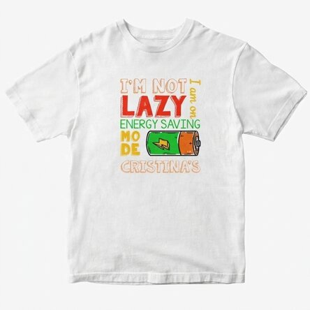 Personalisiertes Baumwoll-T-Shirt mit Aufdruck – Energiesparmodus