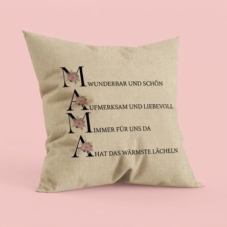 Personalisiertes Kissen mit Schriftzug – So ist meine Mama – In