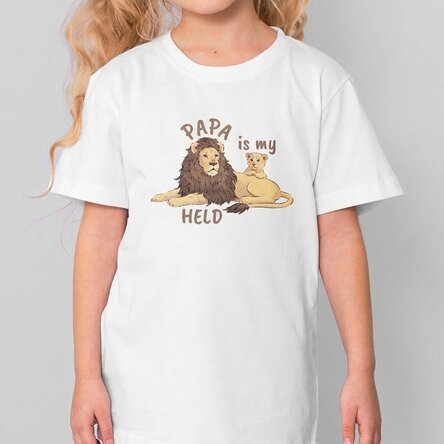 Personalisiertes Baumwoll-T-Shirt für Kinder mit dem Aufdruck „Daddy is my hero“