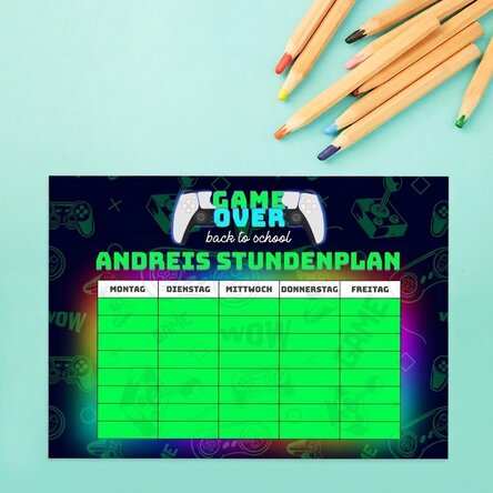 Individuell gestalteter Stundenplan mit Text – Game over