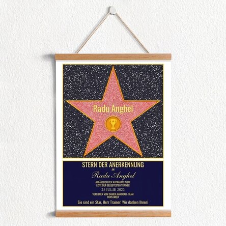Personalisiertes Poster mit Aufhänger „Stern der Dankbarkeit“ – Champions