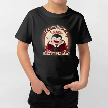 Customised Halloween cotton T-shirt for children with text - Dracula's Baby