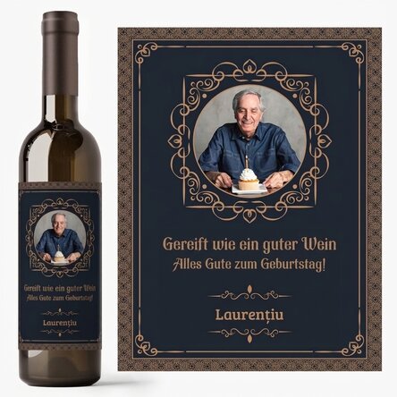 Personalisierter Wein mit Foto und Botschaft – Aged like a fine wine