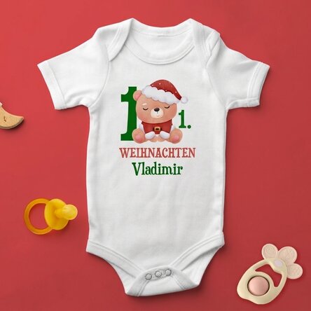 Personalisierter Baby-Body mit Aufdruck – Das erste Weihnachtsfest