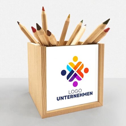 Individuell gestalteter Stifthalter mit Logo