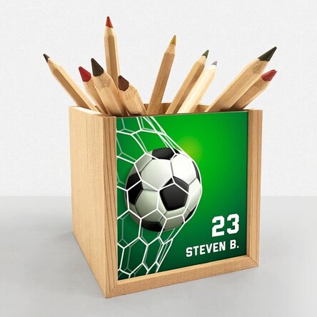 Personalised pencil holder with name - Football