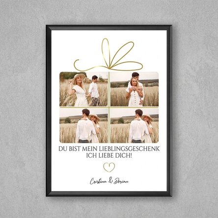 Individuell gestaltetes Bild mit 4 Fotos und einer Botschaft – Das perfekte Geschenk