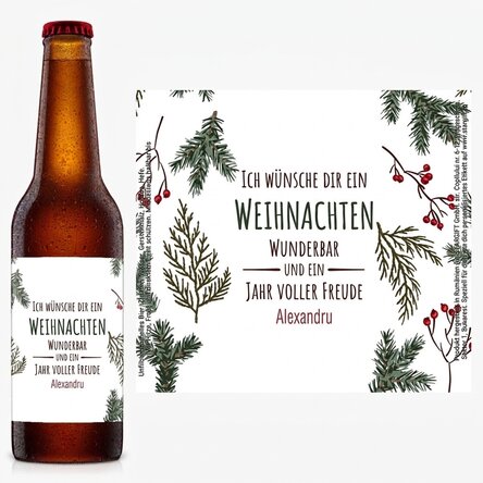 Bier mit individueller Beschriftung – Tannenzweige